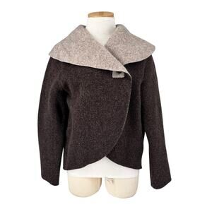 Eva Tralala Paris 100% Wool Jacket Shawl Collar S/M Lagenlook France Doubleface